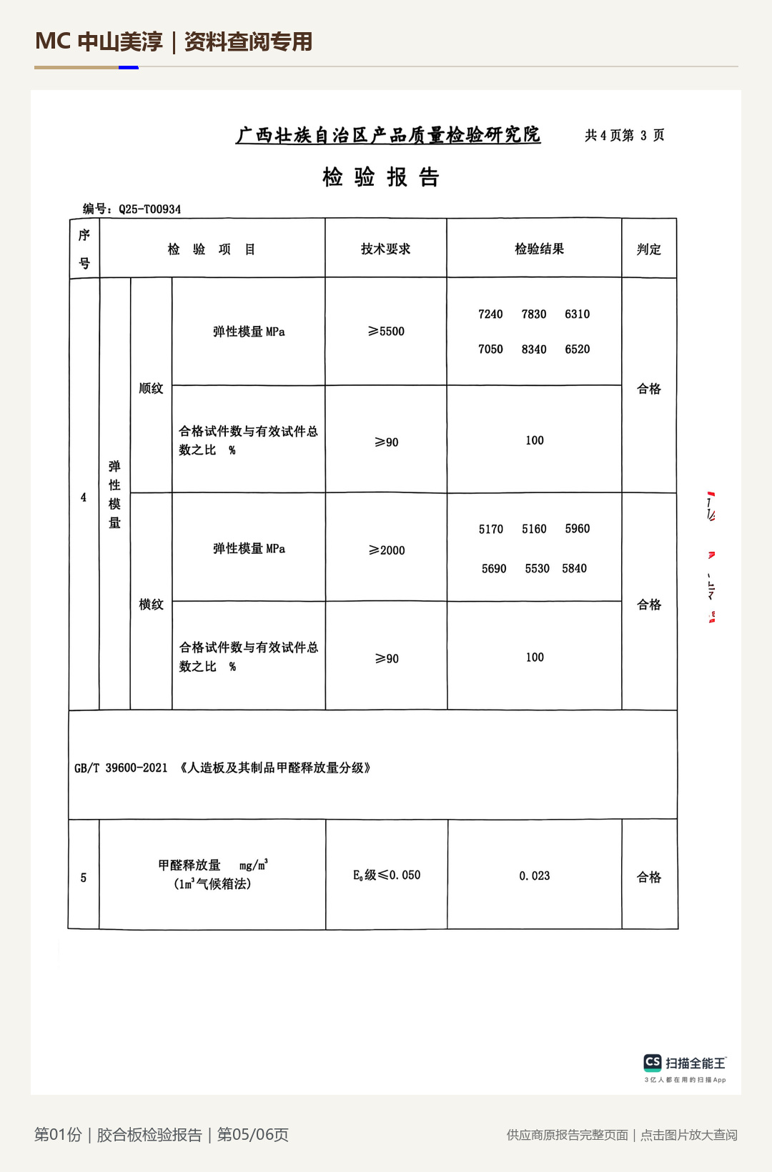 胶合板检验报告第 5 页水印阅读图