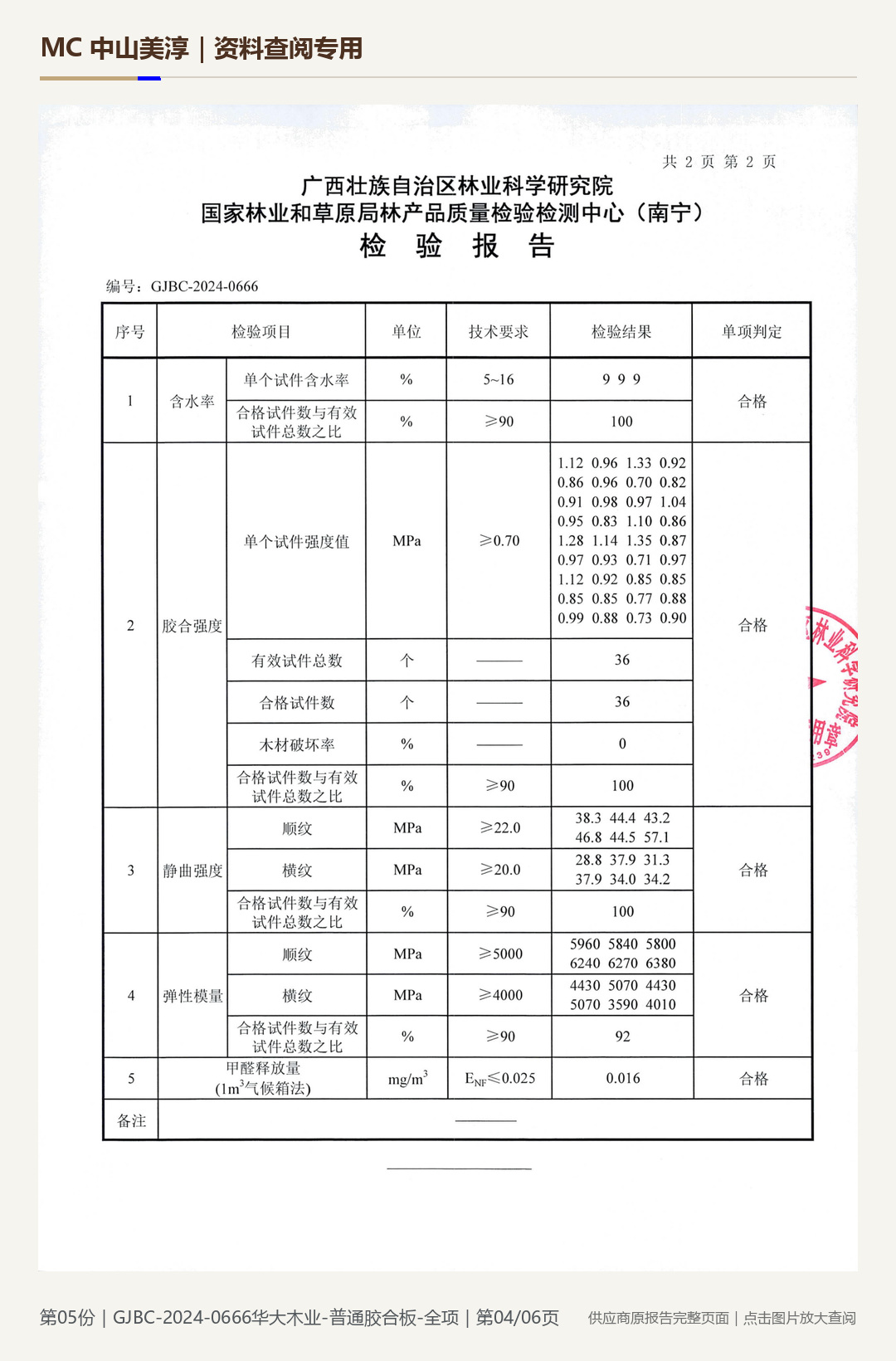 华大木业|普通胶合板 GJBC-2024-0666第 4 页水印阅读图