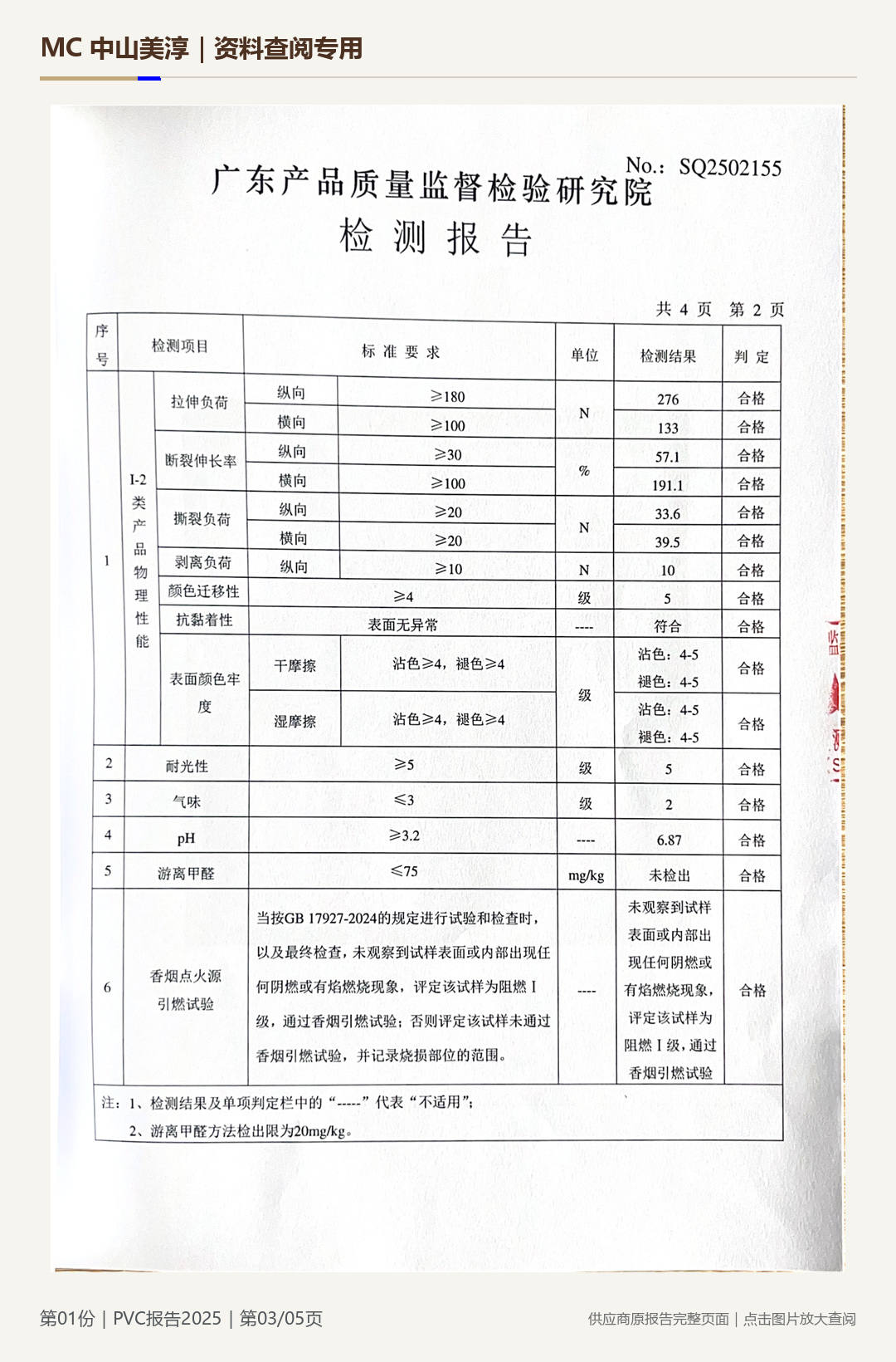 仿皮|PVC 检测报告 2025第 3 页水印阅读图